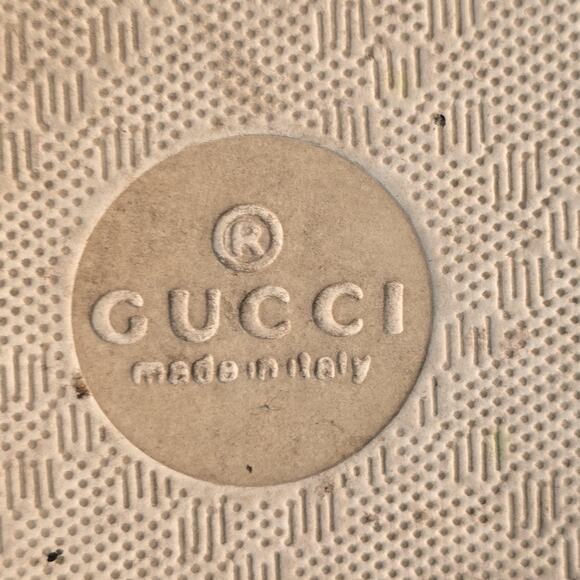 Gucci Slides Shoes Mens Size 6 White GG Logo Embossed Italian Rubber Sandals - Picture 8 of 14